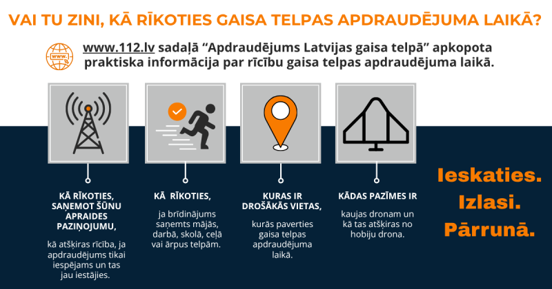 VUGD ieteikumi rīcībai Latvijas gaisa telpas apdraudējuma gadījumā