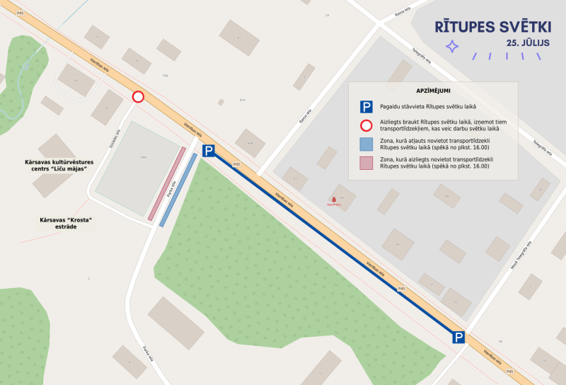Satiksmes ierobežojumi un izmaiņas Rītupes svētku laikā 25. jūlijā