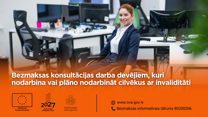 Darba devējiem NVA maijā un jūnijā rīkos trīs bezmaksas konsultācijas par darbinieku ar invaliditāti nodarbināšanas jautājumiem