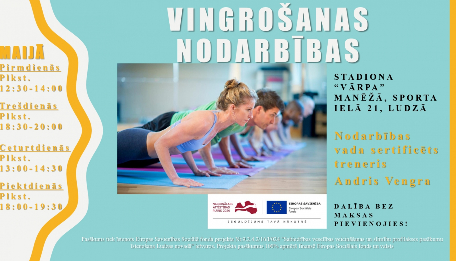 Vingrošanas nodarbība afiša
