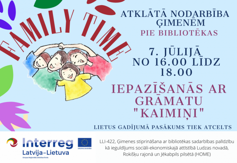 Atklātā nodarbība ģimenēm “Family time”