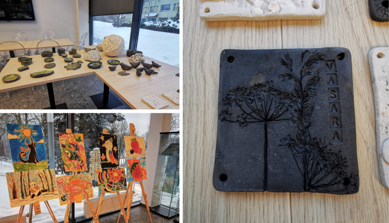 J. Soikāna Ludzas mākslas skolas un Molētu mākslas skolas audzēkņu un pedagogu radītie keramikas darbi projekta "Together in Art" ietvaros.