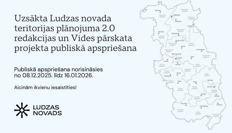 Uzsākta Ludzas novada teritorijas plānojuma 2.0 redakcijas un Vides pārskata projekta publiskā apspriešana