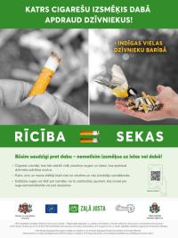 Iedzīvotāji aicināti pievērst uzmanību cigarešu izsmēķu radītajam piesārņojumam vidē