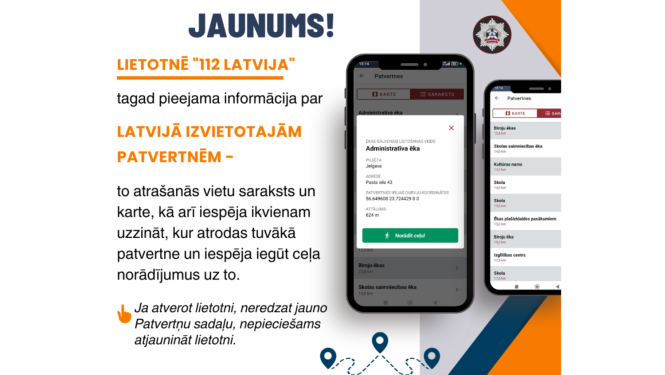 Vizuālis - Lietotnē “112 Latvija” tagad pieejama informācija par tuvākajām patvertnēm
