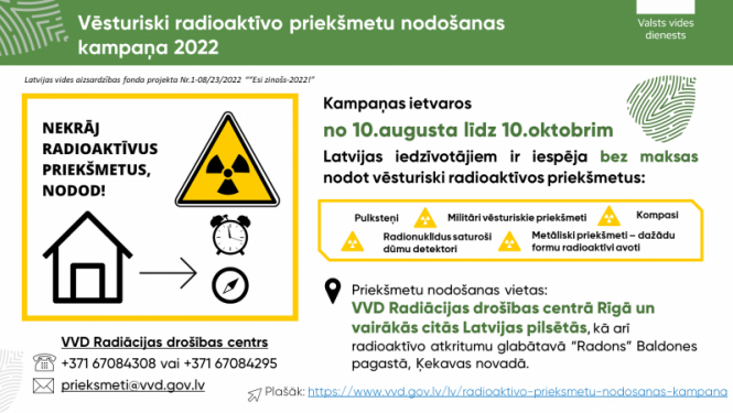Nekrāj radioaktīvus priekšmetus – Valsts vides dienests aicina tos nodot bez maksas