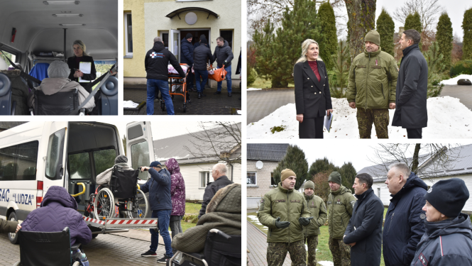 Mācību "Pilskalns" praktiskā daļa – organizēta klientu evakuācijas izspēle Sociālās aprūpes centrā "Ludza" 4. decembrī.