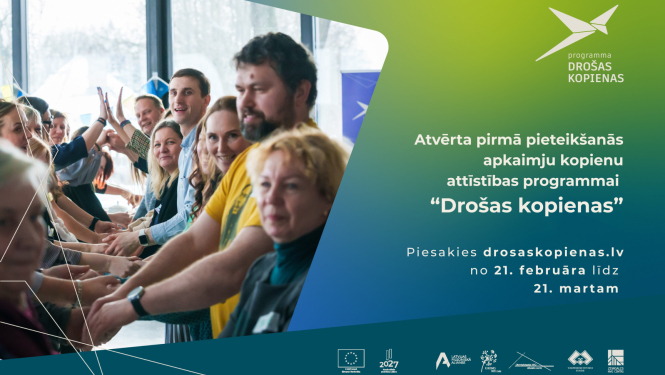 Atvērta pirmā pieteikšanās apkaimju kopienu attīstības programmai “Drošas kopienas”