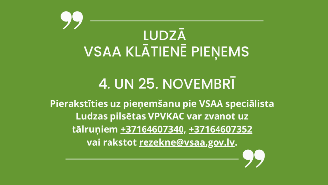 Par VSAA klientu apkalpošanu Ludzā 2025. gada novembrī