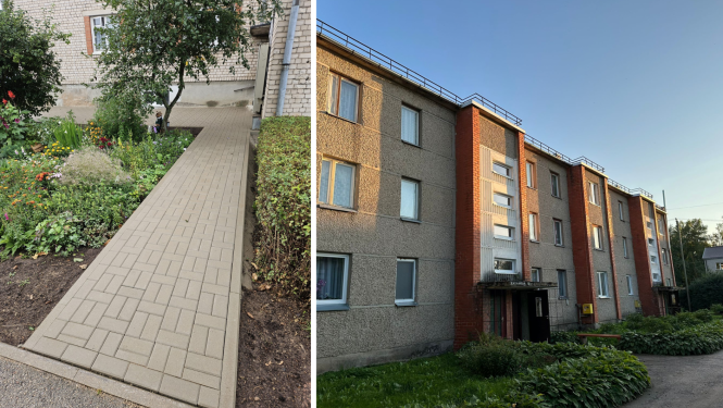 Ierīkots gājēju celiņš Vienības ielā 32V, Kārsavā, un uzstādītas ārdurvis, logi daudzdzīvokļu mājā Kļavu ielā 14, Malnavas pagastā