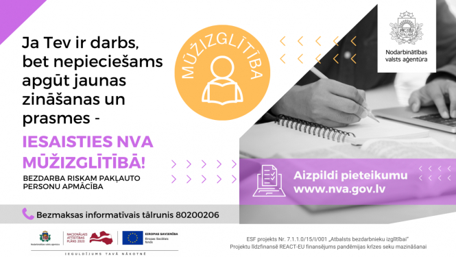 NVA aicina mācīties arī strādājošos (mūžizglītība)