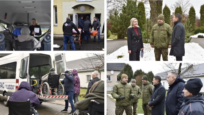 Mācību "Pilskalns" praktiskā daļa – organizēta klientu evakuācijas izspēle Sociālās aprūpes centrā "Ludza" 4. decembrī.