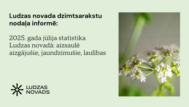 2025. gada jūlija statistika Ludzas novadā: aizsaulē aizgājušie, jaundzimušie, laulības