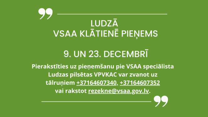 Par VSAA klientu apkalpošanu Ludzā 2025. gada decembrī