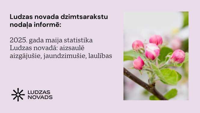 2025. gada maija statistika Ludzas novadā: aizsaulē aizgājušie, jaundzimušie, laulības