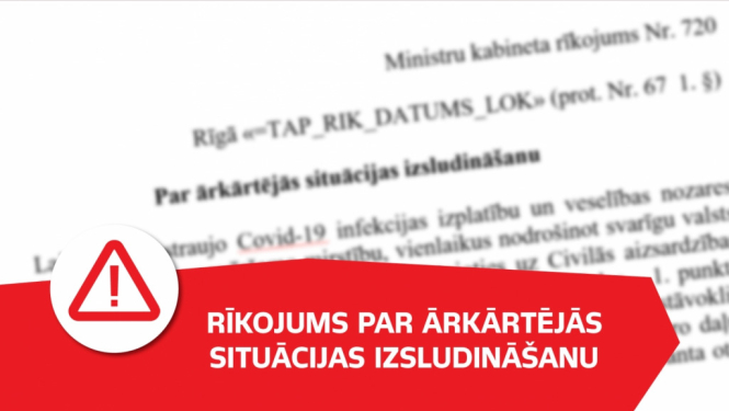 Ministru kabineta rīkojums par ārkārtējās situācijas izsludināšanu