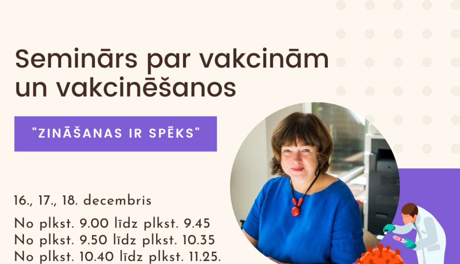 Notiks informatīvie semināri par vakcīnām un vakcināciju – “Zināšanas ir spēks”
