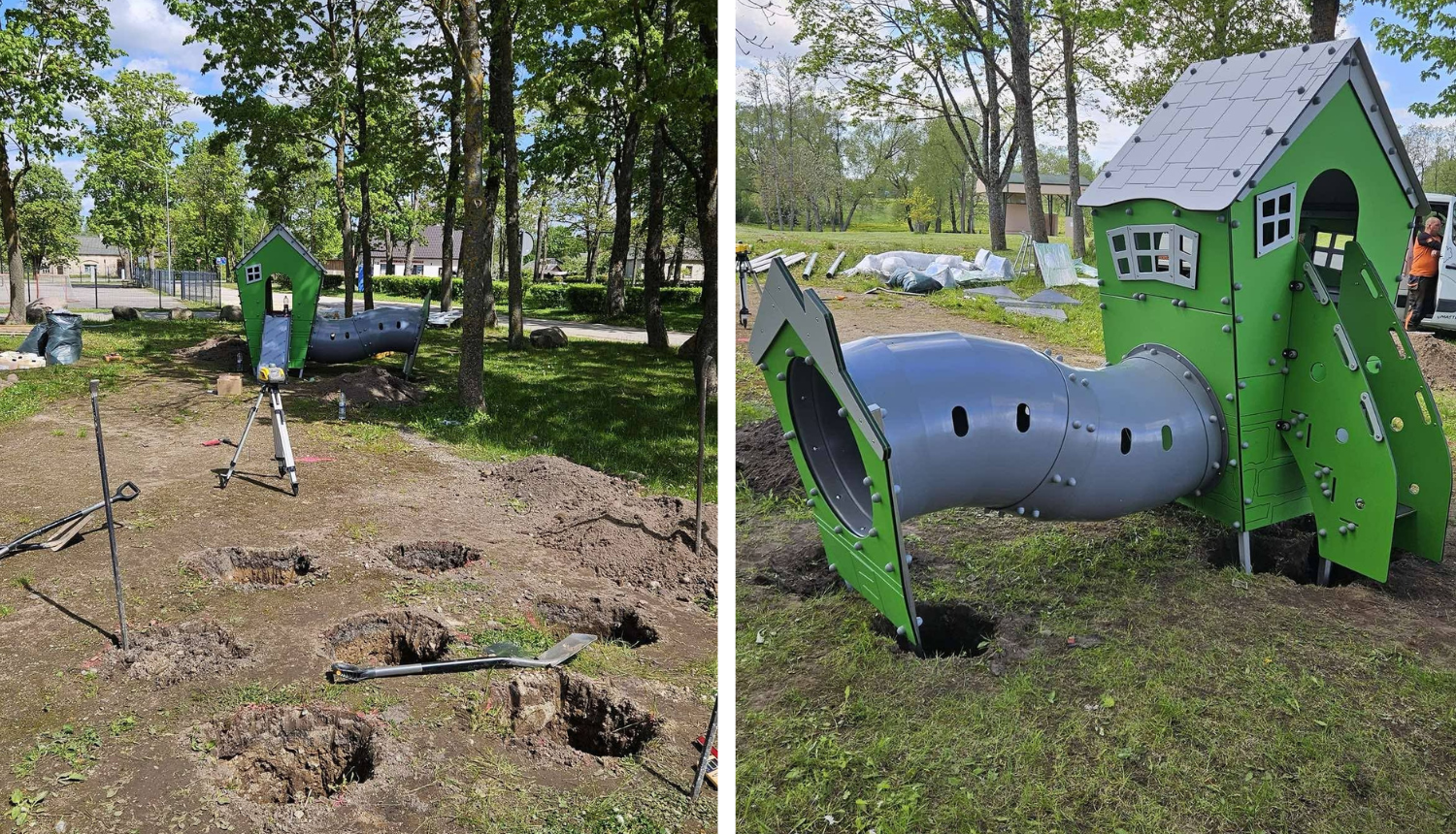Vizuālis - Uzsākti jauna rotaļu laukuma izveides darbi Parka ielā 2, Kārsavā