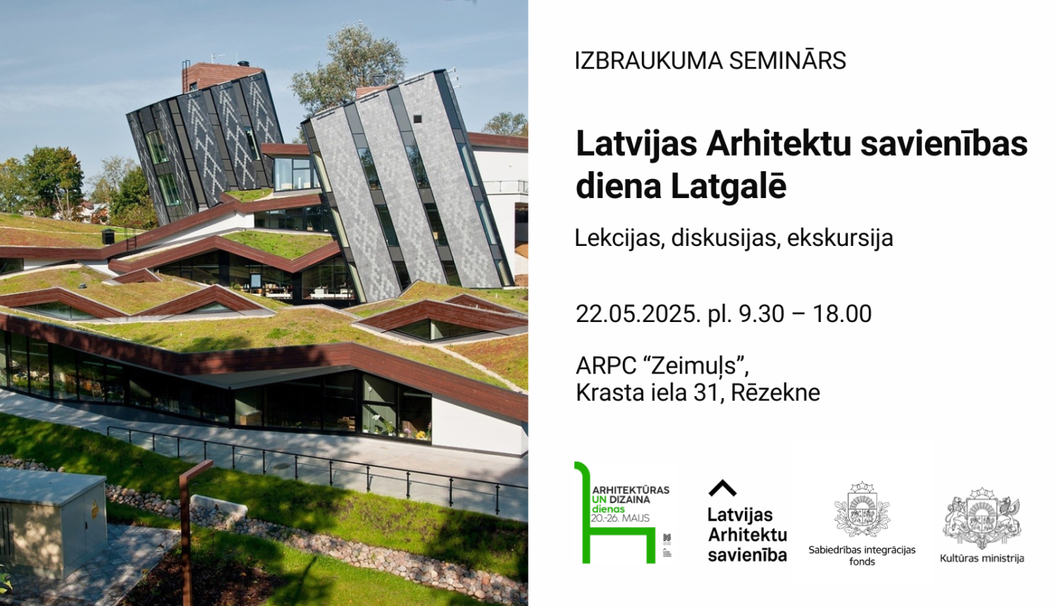 Vizuālis - Latvijas Arhitektu savienība aicina uz bezmaksas lekcijām un diskusijām Latgales dienā Rēzeknē