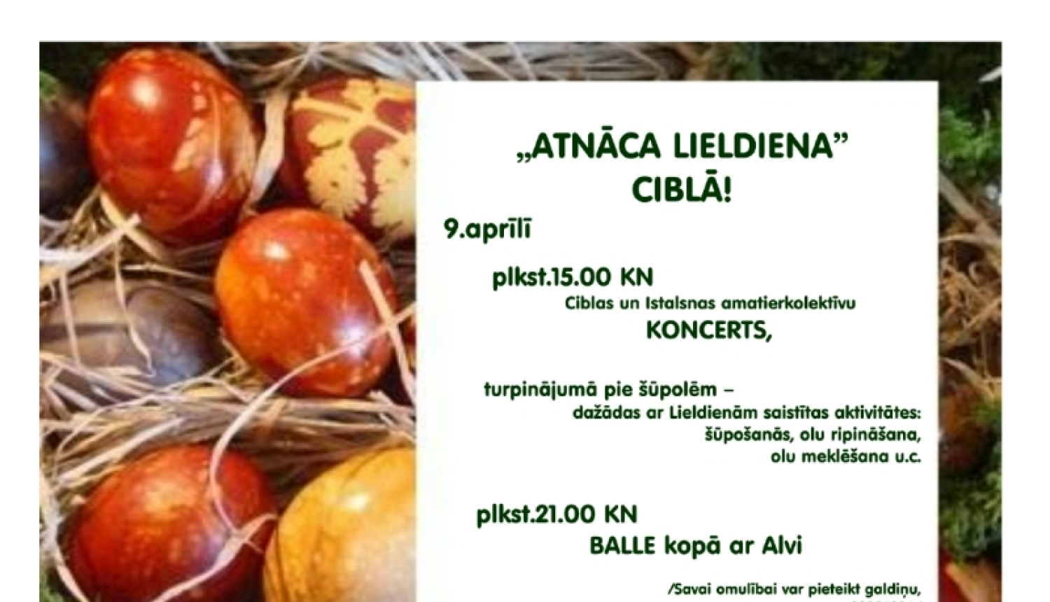 lieldienas ciblā afiša