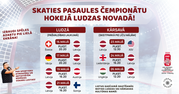Hokeja līdzjutēji Ludzā un Kārsavā vēros spēles kopā