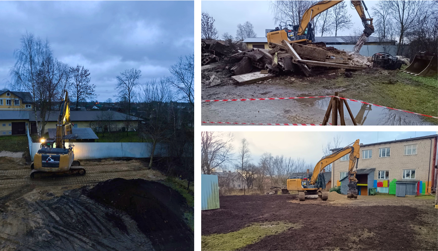 Attēlā: J. Soikāna Ludzas Mākslas skolas pagalma pārvērtības: bīstamās garāžas nojaukšanas darbi.​​​​​​​ Foto: S.Vorkale un M.Gabrišs