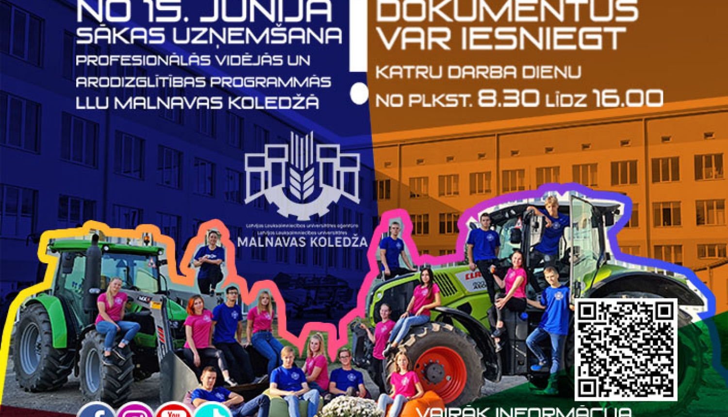 Jauno audzēkņu un studentu uzņemšana LLU Malnavas koledžā!