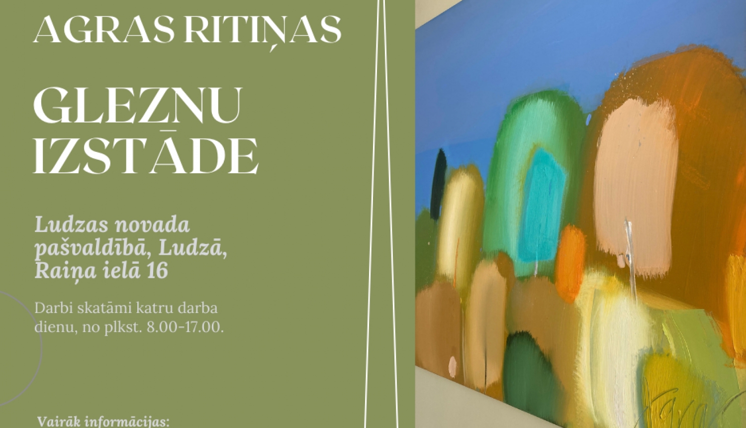 Ludzas novada pašvaldībā skatāma Agras Ritiņas gleznu izstāde
